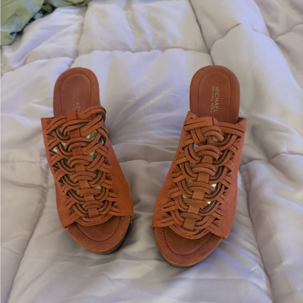 Michael Kors Orange Woven Mules